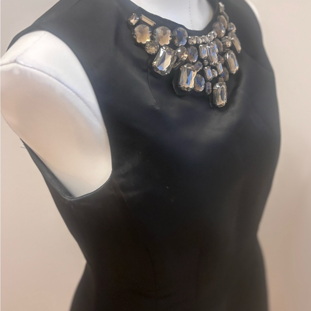 Zara Black Mini Dress with Embellished Neckline - Picture 3 of 6